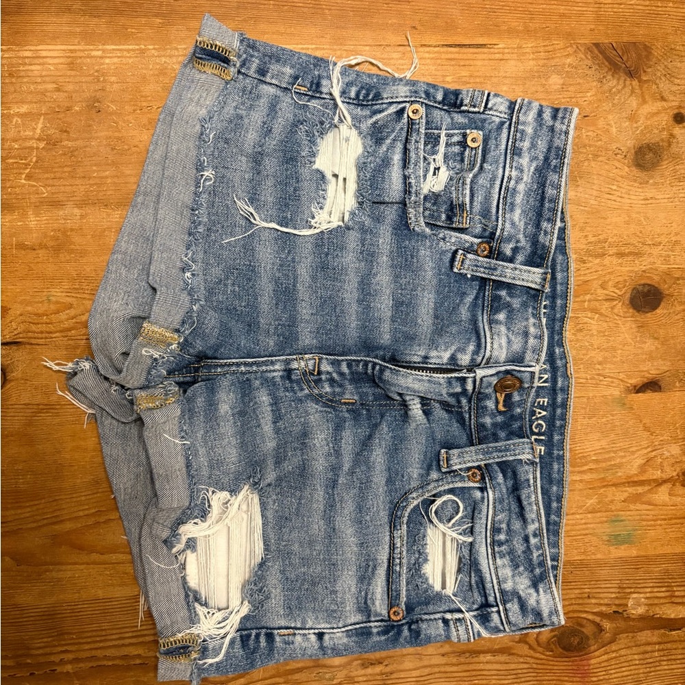 American Eagle Outfitters Light Blue Distressed Jean Shorts